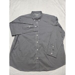 Ash & Erie Shirt Mens 2XL Blue White Gingham Check Button Down Long Sleeve